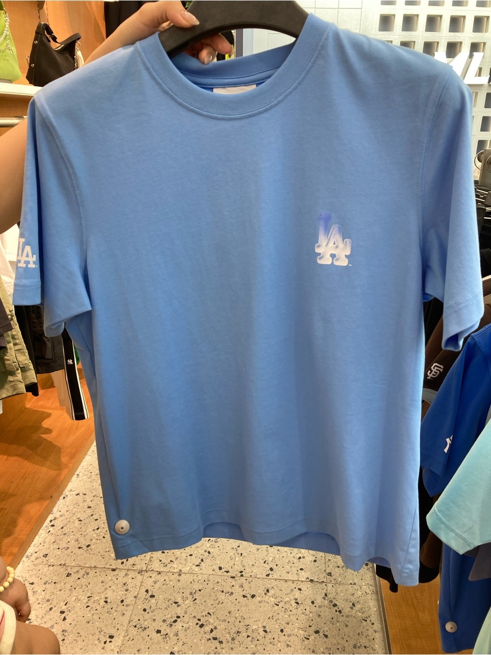 MLB Los Angeles Dodgers Light Blue Crewneck Logo Tee